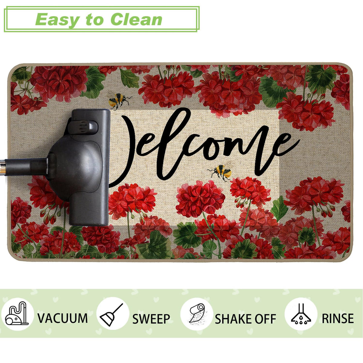 Easy-clean design lets you shake, hose, or vacuum the doormat.