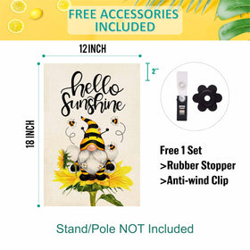 Baccessor Hello Sunshine flag measures 12x18 inches for porch or yard display.