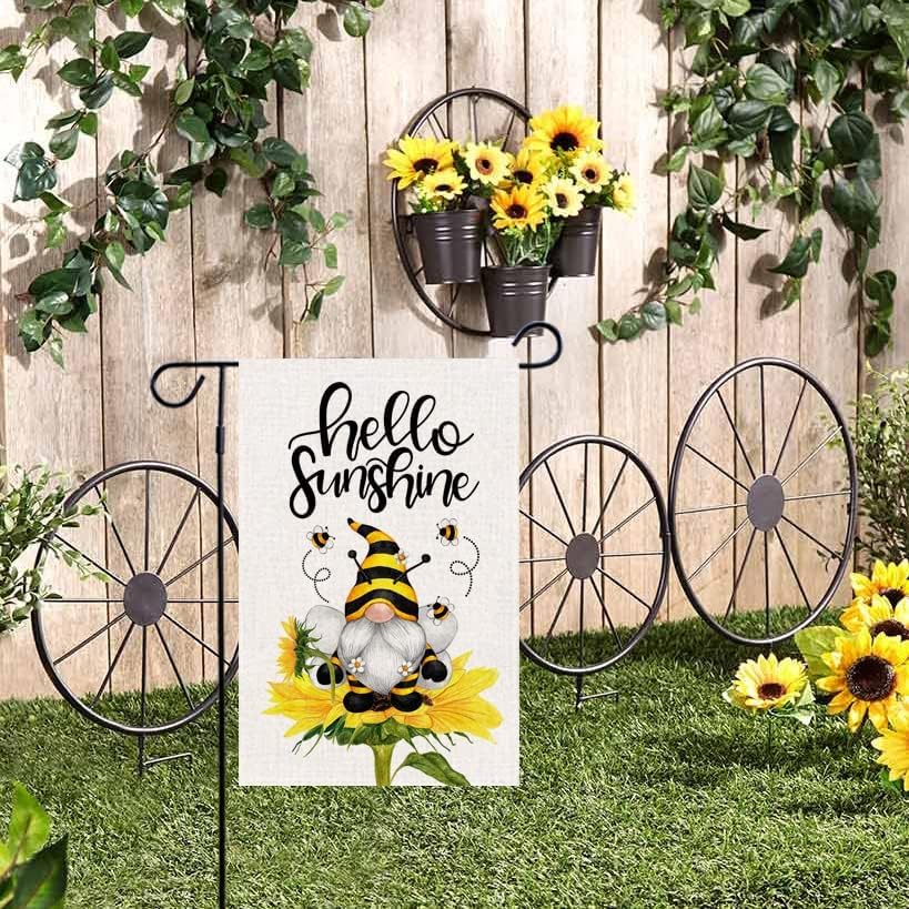 Baccessor Hello Sunshine flag design featuring bees for lively garden ambiance.