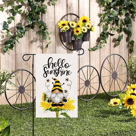 Baccessor Hello Sunshine flag design featuring bees for lively garden ambiance.