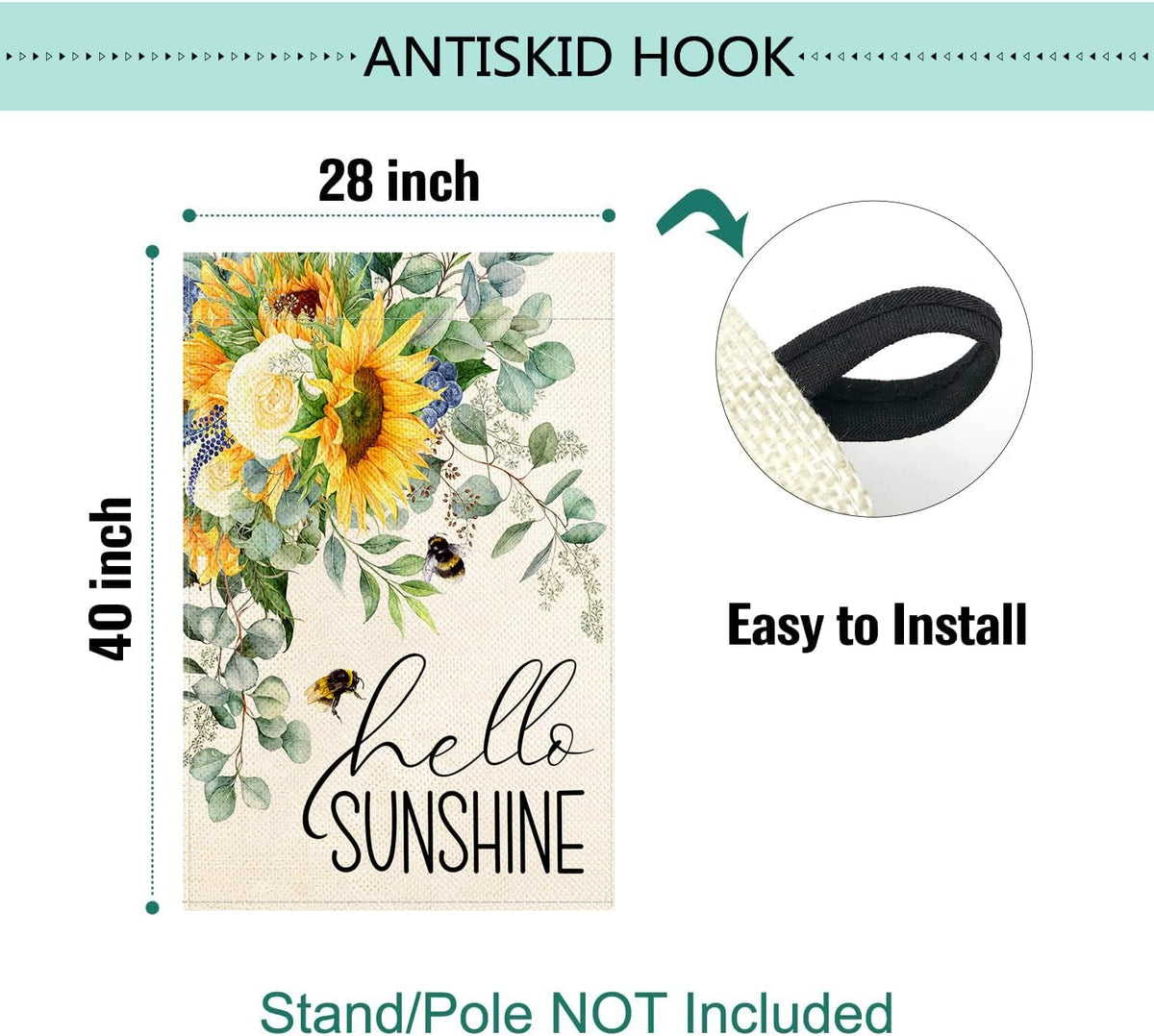 Baccessor Hello Sunshine flag features double-sided print for full visibility.