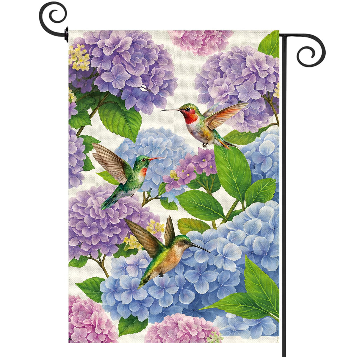 Baccessor hydrangea flag 12x18 double sided print welcomes guests from any angle