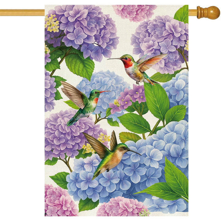 Baccessor hydrangea house flag 28x40, double-sided print for year-round welcome.