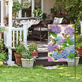 Baccessor hydrangea patio flag brightens outdoor spaces