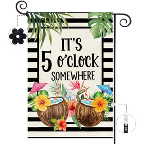 Baccessor It's 5 O'Clock Somewhere flag, double-sided burlap for outdoor welcome.