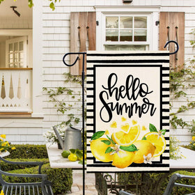 Baccessor Lemon fruit pattern garden flag adds cheerful accent to patios and entryways.