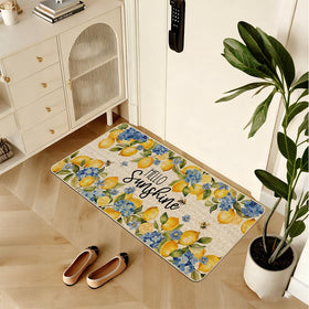 Lemon hydrangea burlap surface mat adds texture while trapping dirt.