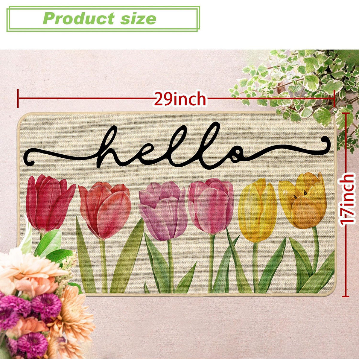 Baccessor Low-Profile Doormat 17x29 with non-slip backing enhances door clearance