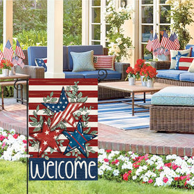 Baccessor Memorial Day flag featuring American design for garden celebration and seasonal display.