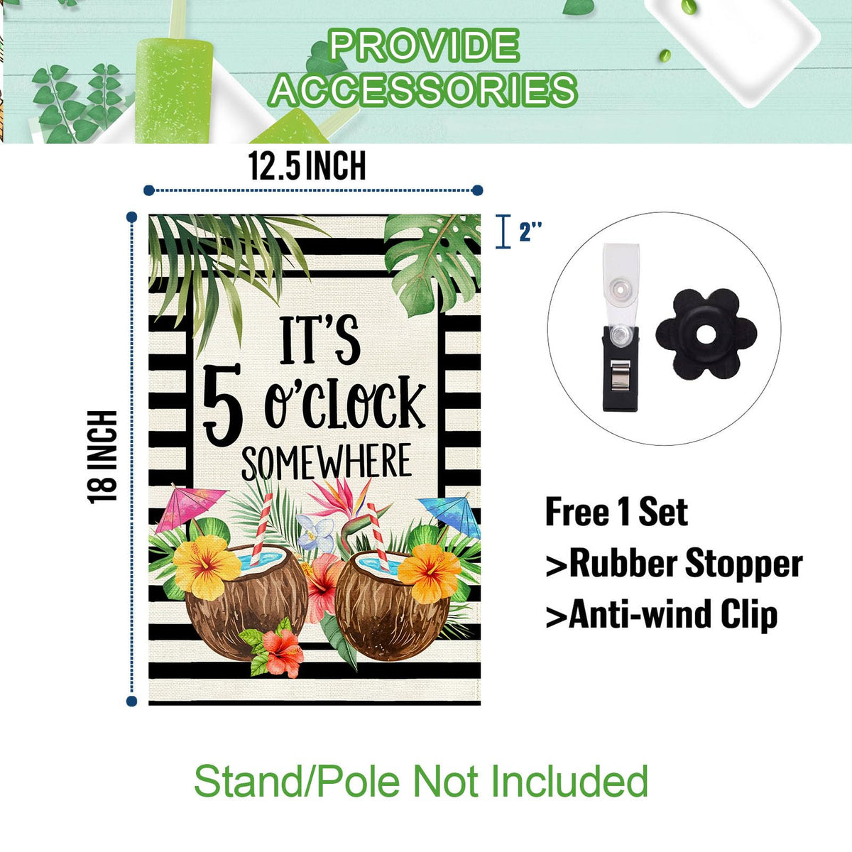 Baccessor outdoor flag with sleeve, easy setup on standard poles.