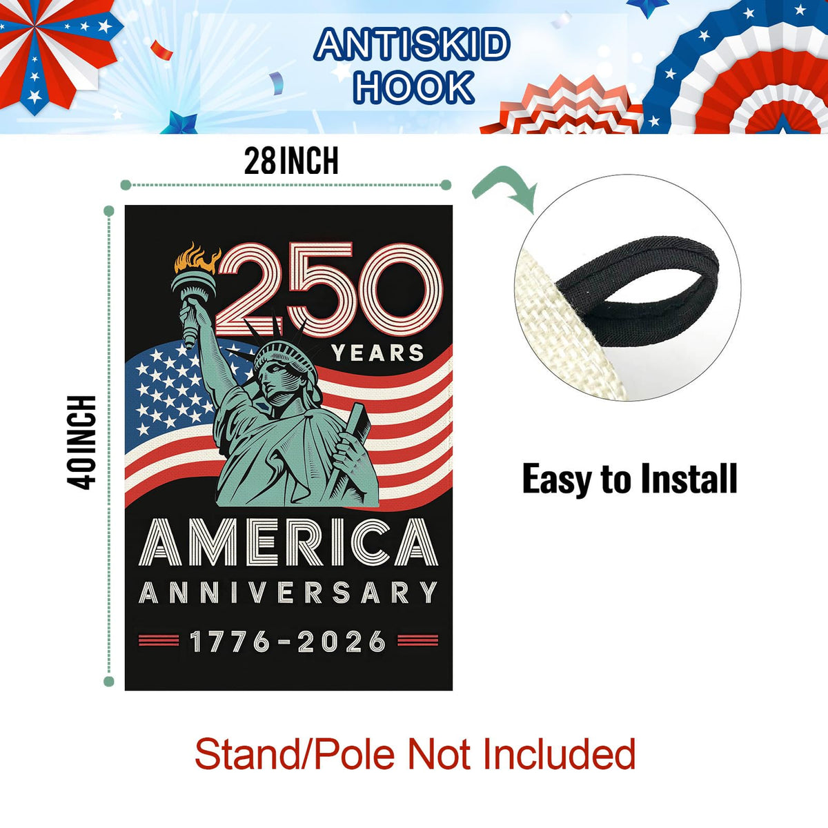 Baccessor patriotic garden flag for deck or lawn, vibrant in all seasons.