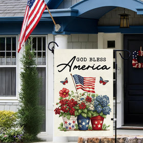 Baccessor patriotic garden flag with top sleeve for easy pole mounting