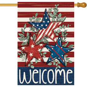 Baccessor patriotic house flag with bold stars and stripes for outdoor display