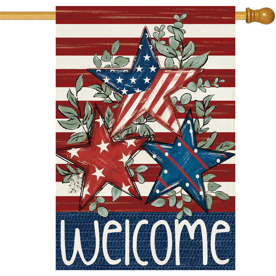 Baccessor patriotic house flag with bold stars and stripes for outdoor display