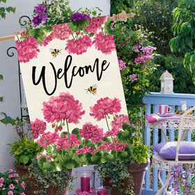 Seasonal garden decor flag adds color without fading over seasons