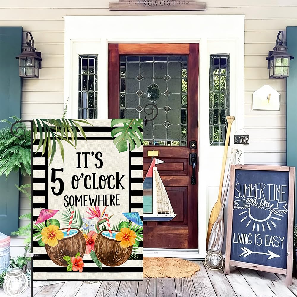 Baccessor seasonal yard flag collection adds tropical charm without overpowering exterior.