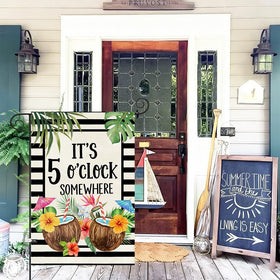 Baccessor seasonal yard flag collection adds tropical charm without overpowering exterior.