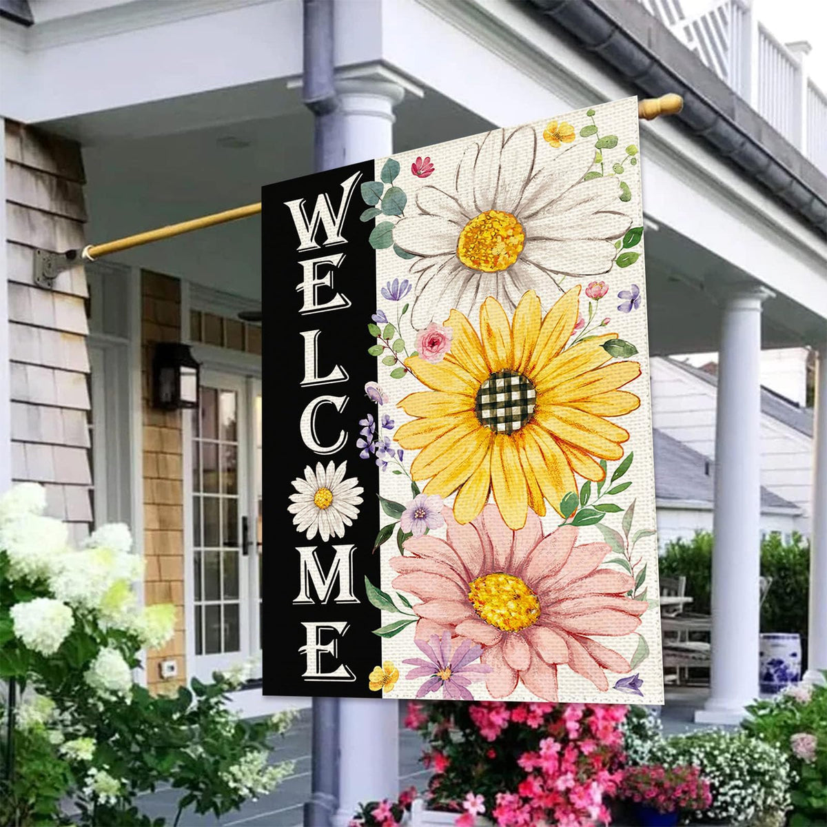 Baccessor 28x40 inch flag stands against wind and weather for vibrant entryways.