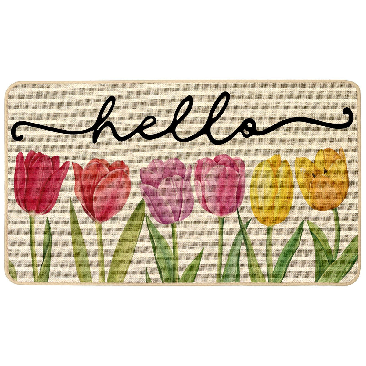 Baccessor Spring Floral Tulips Doormat Outdoor traps dirt for a welcoming entry