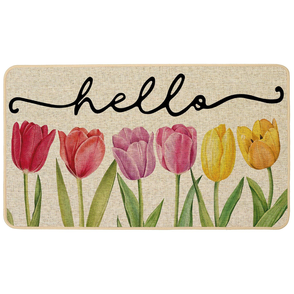Baccessor Spring Floral Tulips Doormat Outdoor traps dirt for a welcoming entry