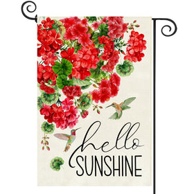 Baccessor Spring Garden Flag 12x18 front view with double-sided burlap welcome design.
