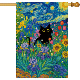 Baccessor Black Cat House Flag front view with double-sided welcome.