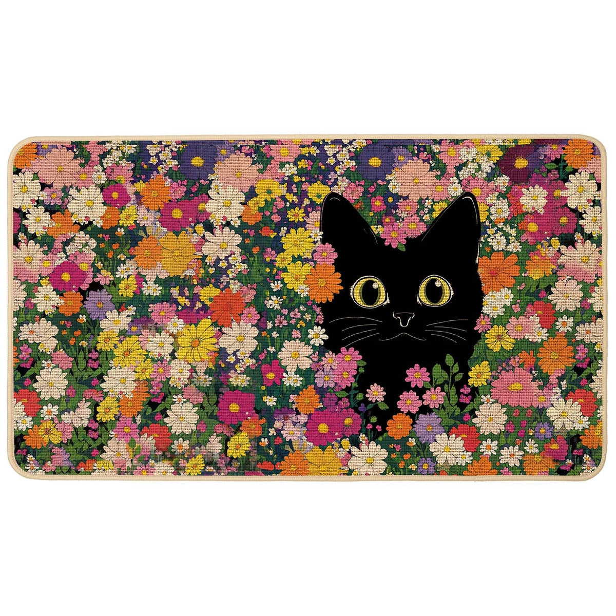 Baccessor Spring Summer Doormat with floral cat design welcomes guests at outdoor entrance