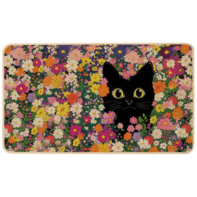 Baccessor Spring Summer Doormat with floral cat design welcomes guests at outdoor entrance