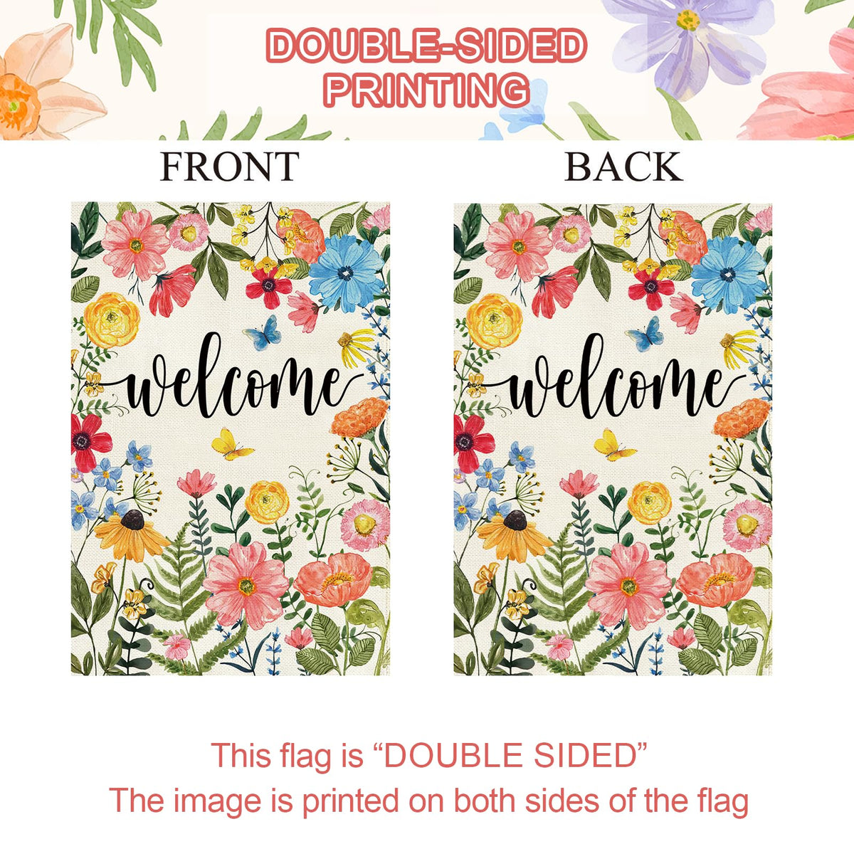Baccessor spring-summer floral flag 12x18 withstands winds outdoors