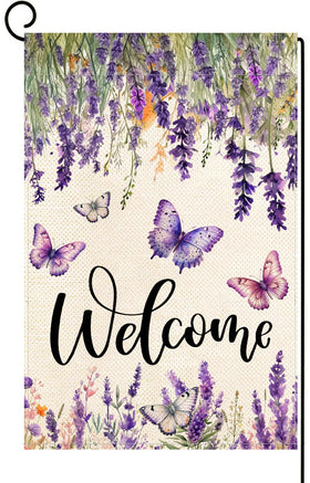 Baccessor lavender butterfly garden flag enhances outdoor welcome with bright, long-lasting color.