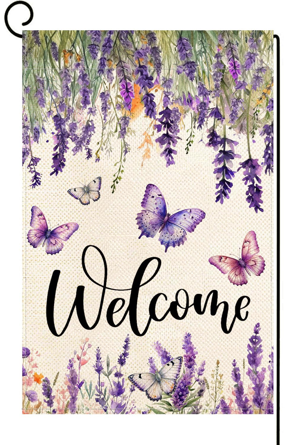 Baccessor lavender butterfly garden flag enhances outdoor welcome with bright, long-lasting color.