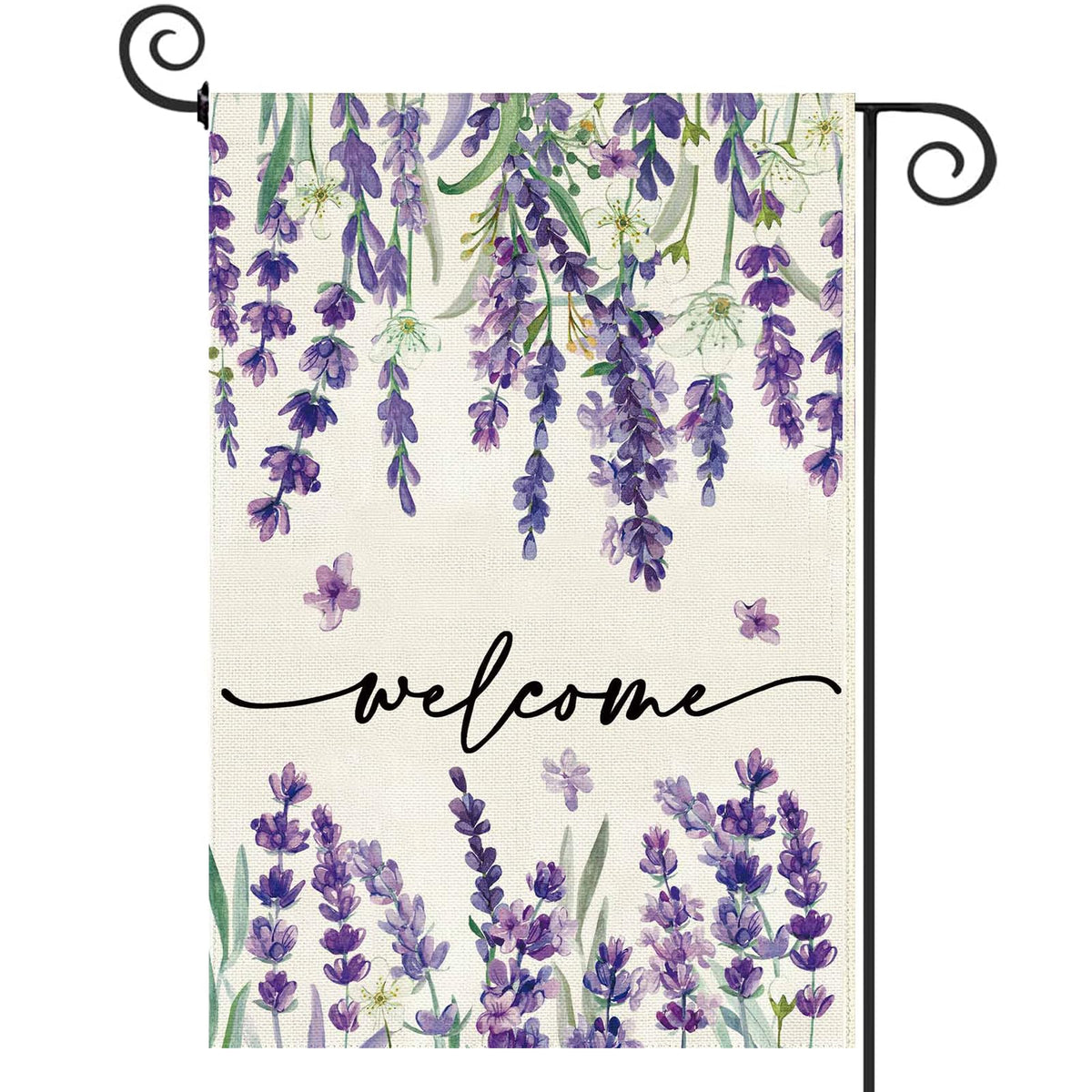 Baccessor Spring Summer Welcome flag with double-sided burlap lavender decor for your garden.