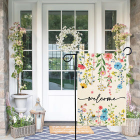 Baccessor Floral Garden Flag back view shows balanced design from all angles.
