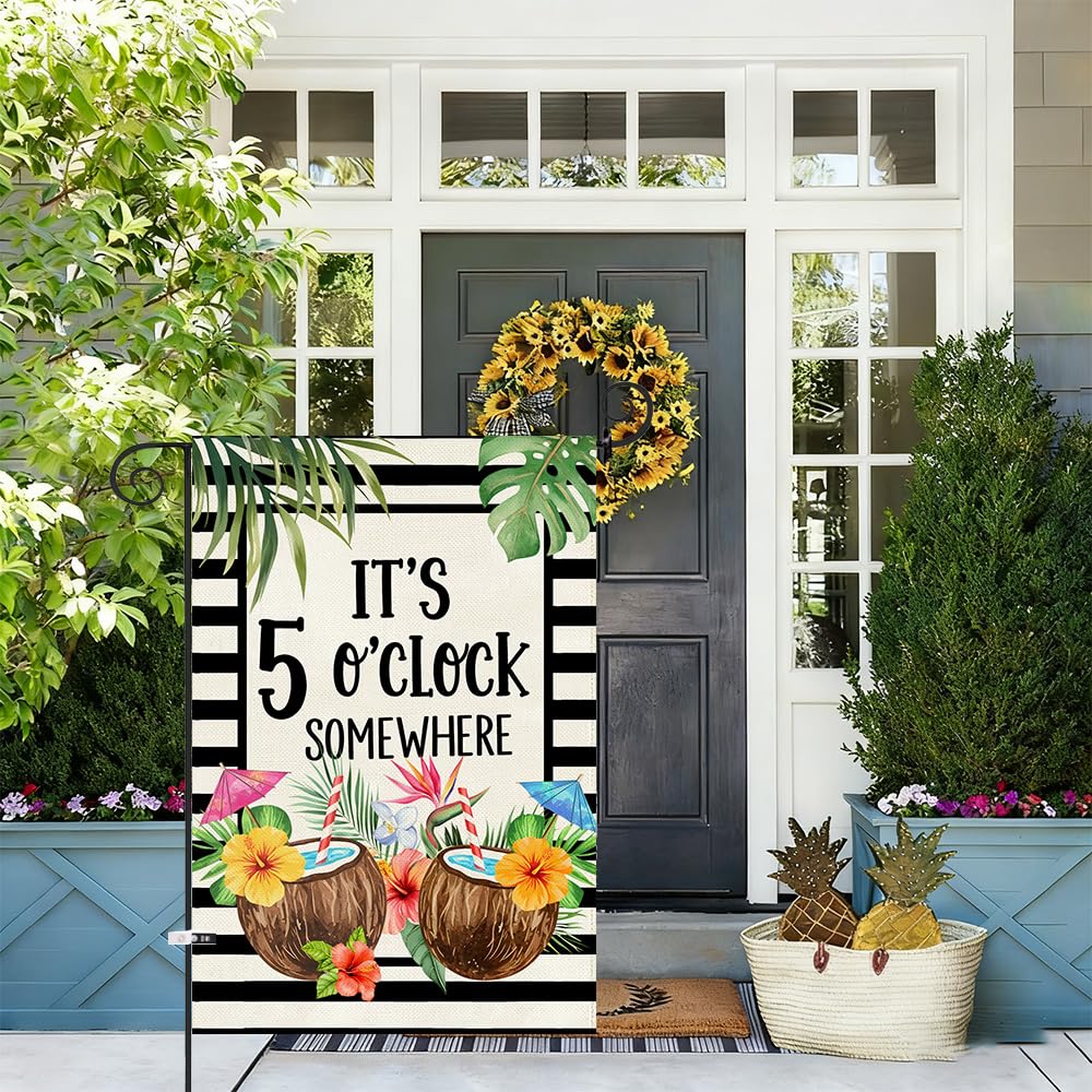 Baccessor summer garden flag front yard display with coconut tropical design for outdoor use.