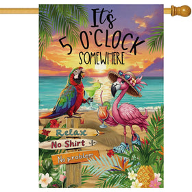 Baccessor Summer House Flag flamingo design, double-sided for vibrant curbside visibility