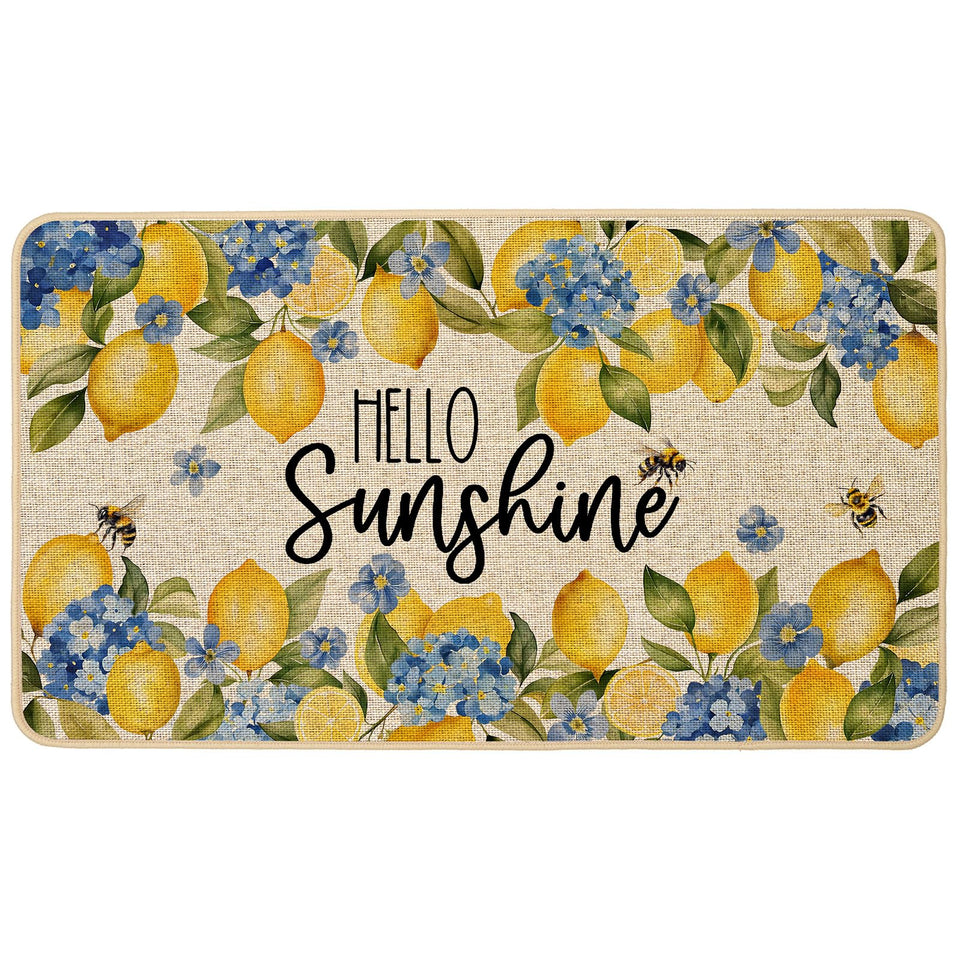 Baccessor Summer Lemon Doormat at the front door adds bright welcome and seasonal charm.