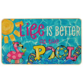 Baccessor flamingo pool doormat design adds tropical flair to your entryway.