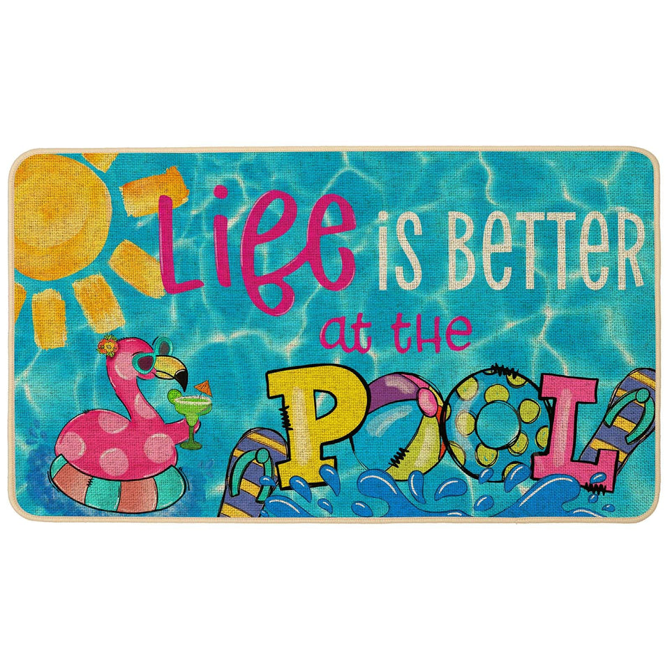 Baccessor flamingo pool doormat design adds tropical flair to your entryway.