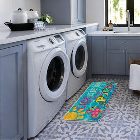 Baccessor doormat features non-slip rubber backing for stable outdoor use.