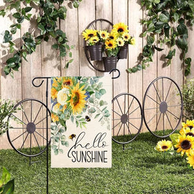 Baccessor flag with sunflowers, bee, and eucalyptus for garden charm