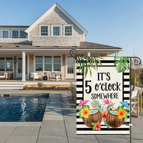 Baccessor tropical coconut design garden flag, weather-resistant and durable for porch or patio.