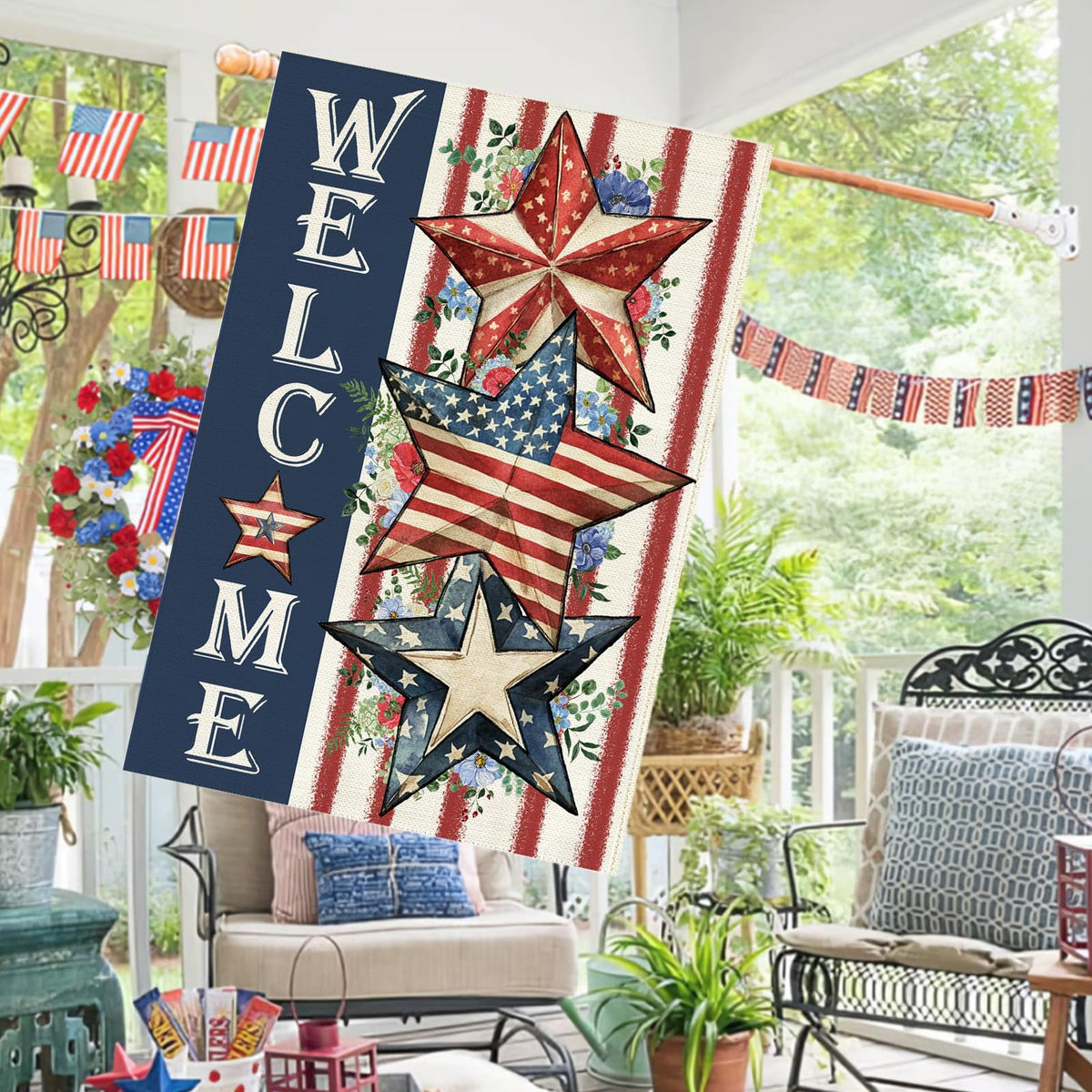 Baccessor usa stars flag double-sided print visible from every angle.