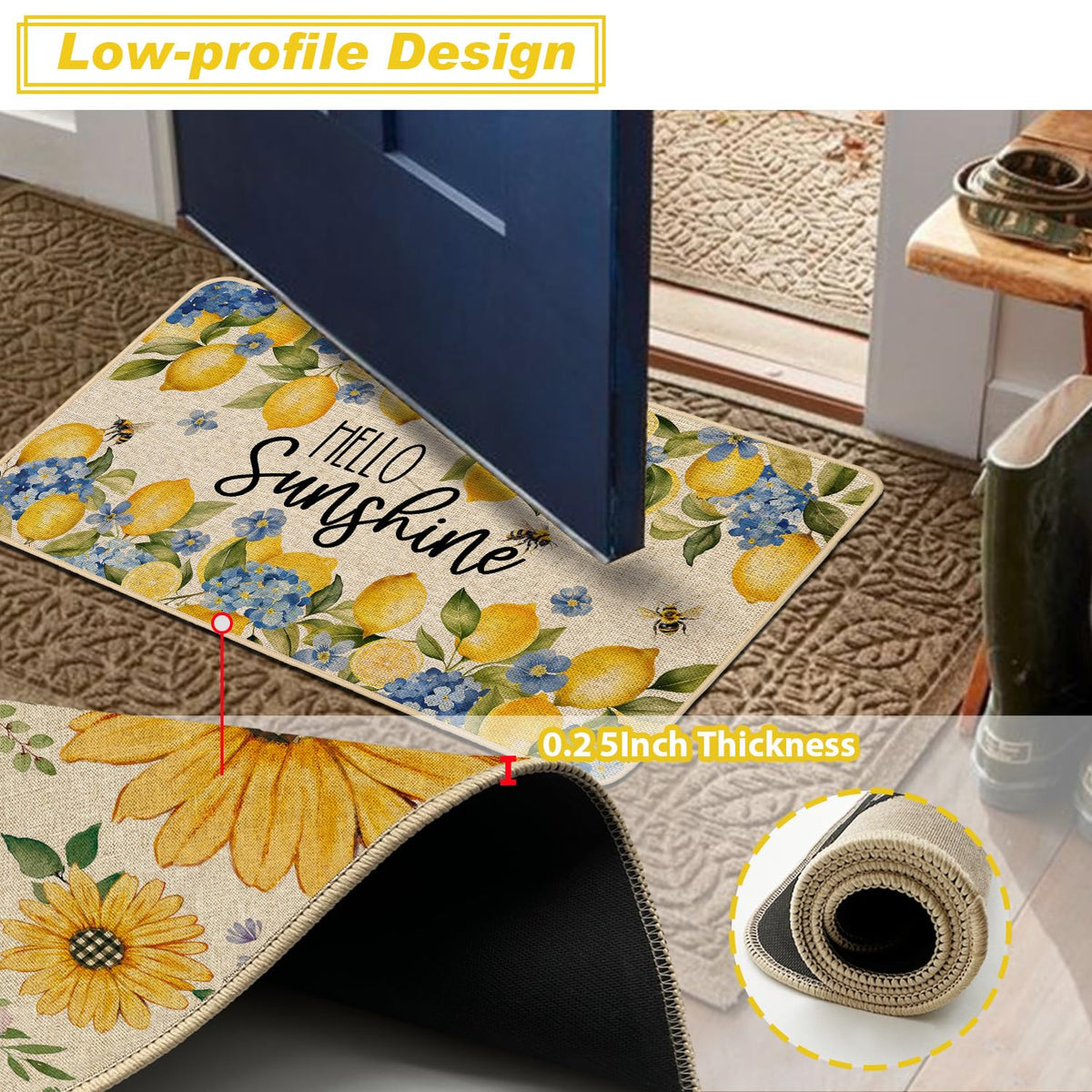 Weather-resistant mat designed to withstand rain and snow at entryways.