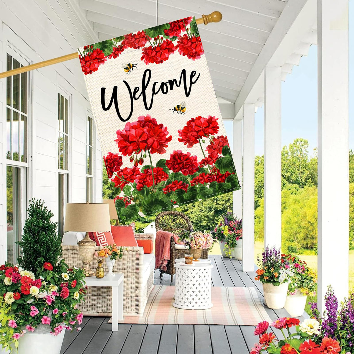 Baccessor Weatherproof Burlap Flag, durable yard decor through seasons