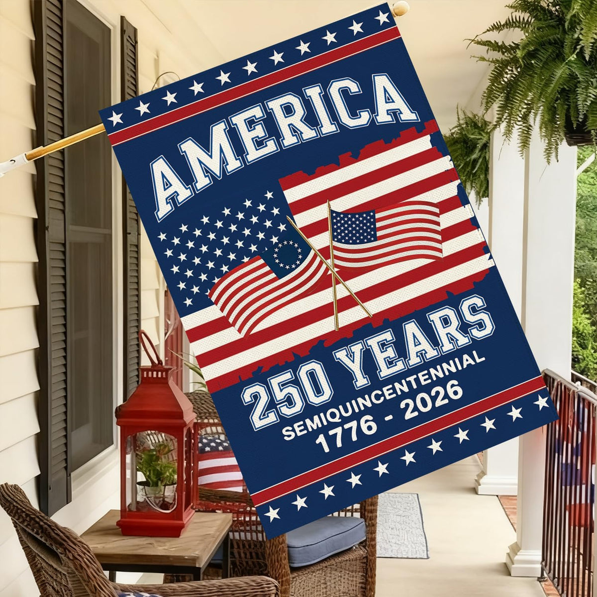 Baccessor weatherproof flag in heavy fabric withstands wind and rain.