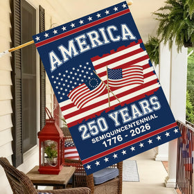 Baccessor weatherproof flag in heavy fabric withstands wind and rain.