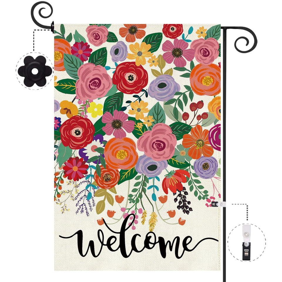 Baccessor welcome garden flag double-sided for front yard curb appeal