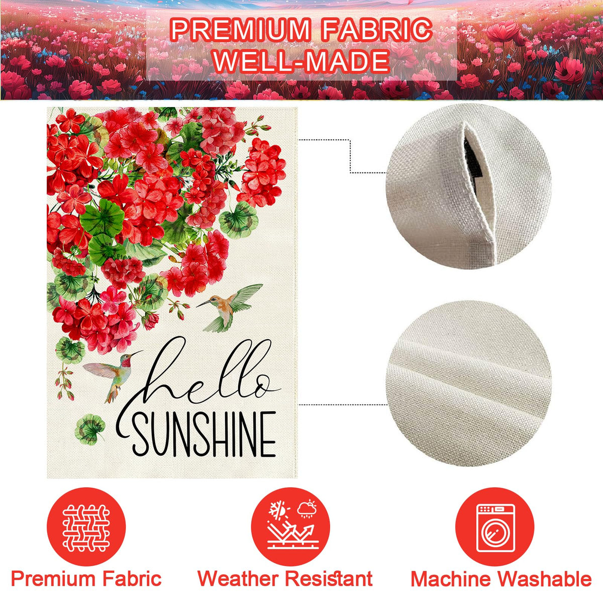 Baccessor yard decor scene showcases welcoming sign in a sunlit garden.