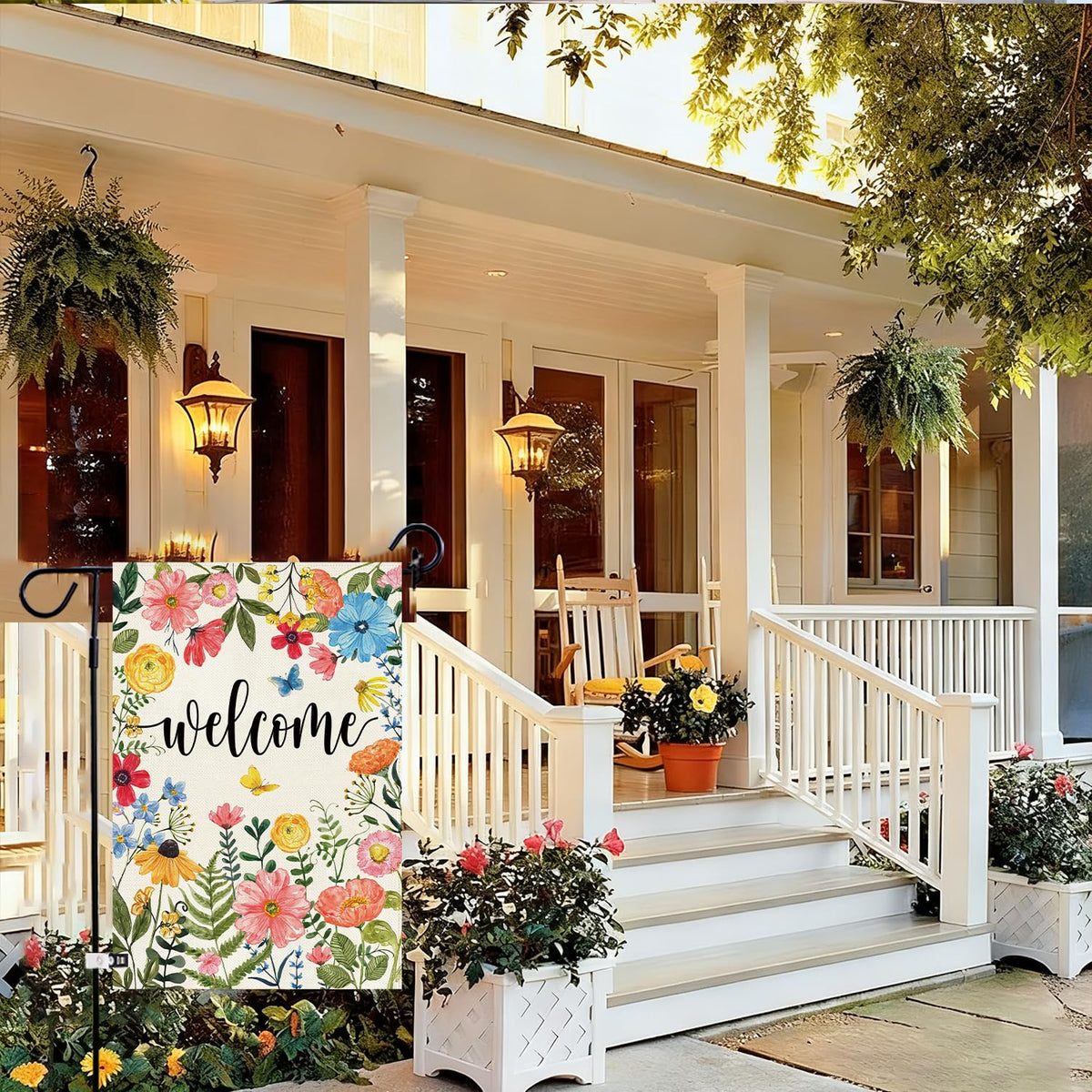 Baccessor yellow pink floral flag charming yard accent