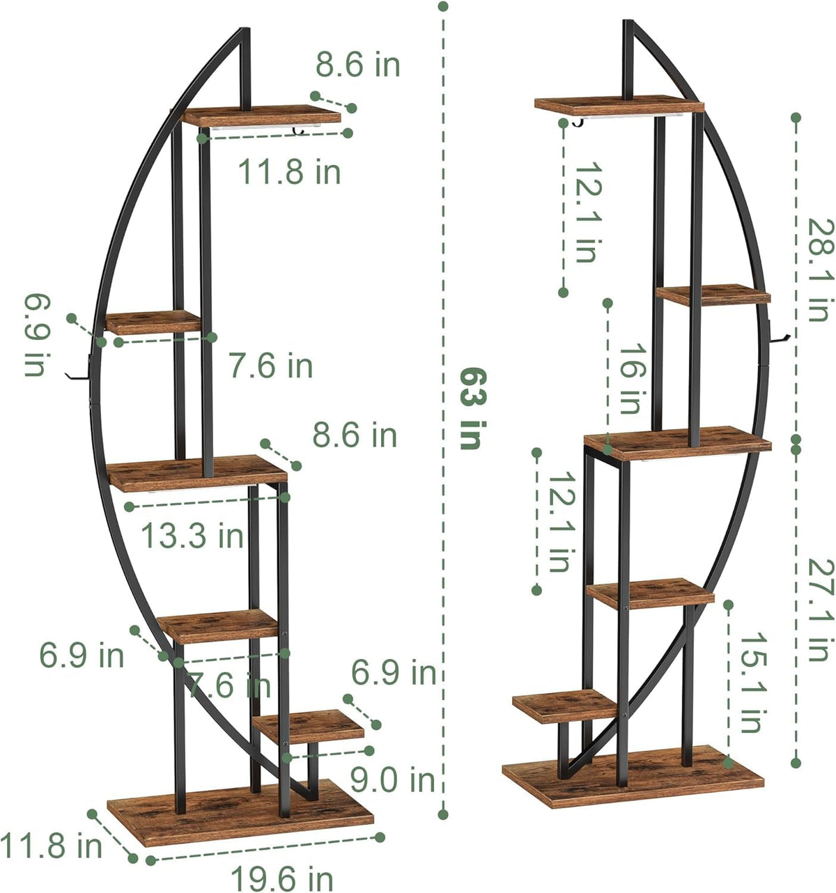 BACEKOLL four hanging hooks for additional decor and plants
